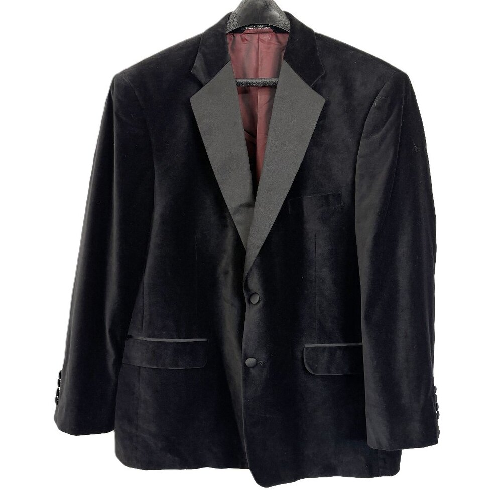 Stafford Velveteen Blk Tux Prom Formal Jacket Vtg Authentic 90’s Sz 46R